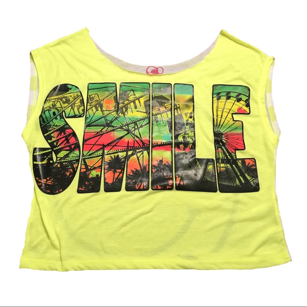 OP Ocean Pacific Cropped Striped Bright Top Small